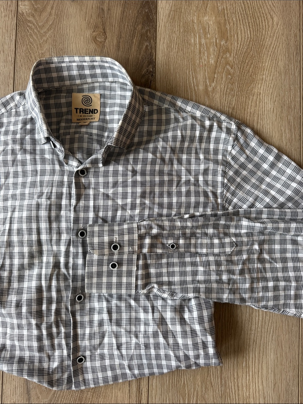 Men's Black & White Checked Dress Shirt